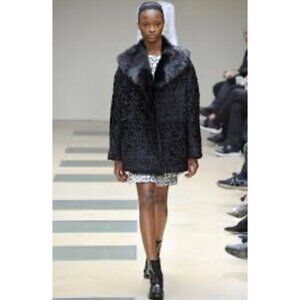 N.L Kaplan Women’s Black Persian Lambswool & Fur Bolero jacket Size M